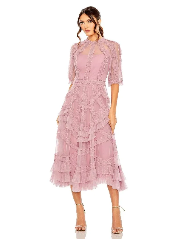 Mac Duggal 8058 Short Ruffled Tiered Cocktail Midi Dress Fashionable Chiffon Midi Dress Mac Duggal 8058 Short Ruffled Tiered Cocktail Midi Dress Fashionable Chiffon Midi Dress