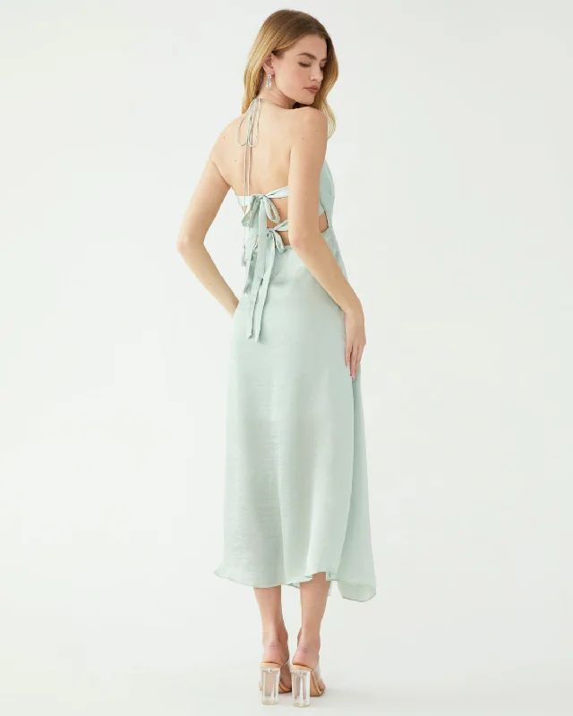 Monica Twisted Midi Dress Fashionable Floral Embroidery Midi Dress