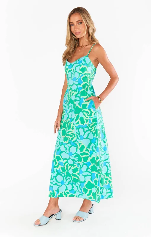 Show Me Your MUMU Allegra Midi Dress - SPRING TIFFANY FLORAL Stylish Striped Midi Dress
