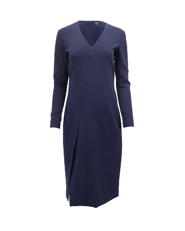 V-Neck Long Sleeve Midi Dress in Navy Triacetate Trendy Off-Shoulder Ruffle Midi Dress V-Neck Long Sleeve Midi Dress in Navy Triacetate Trendy Off-Shoulder Ruffle Midi Dress
