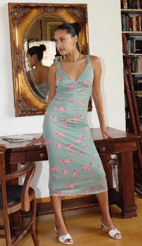 New Beginnings Midi Dress Elegant Lace Trim Midi Dress