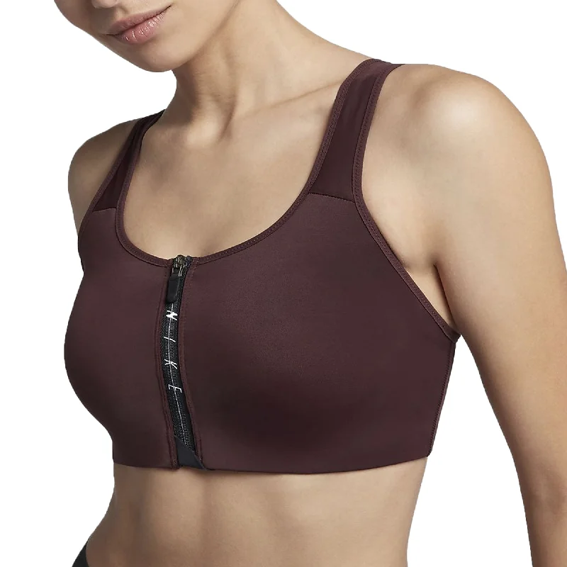 Nike Women's Shape Zip Sports Bra Burgundy Crush/Black Seamless Sports Bra