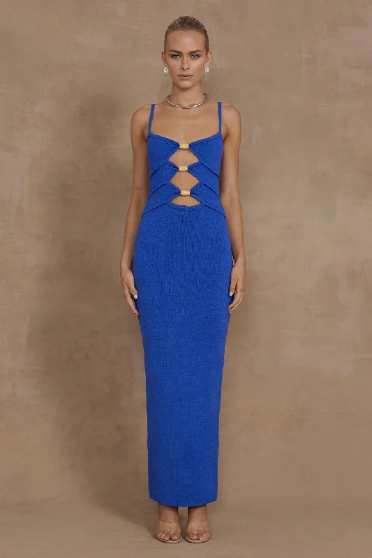 NORMANI MIDI DRESS - ROYAL Trendy Fit-and-Flare Midi Dress