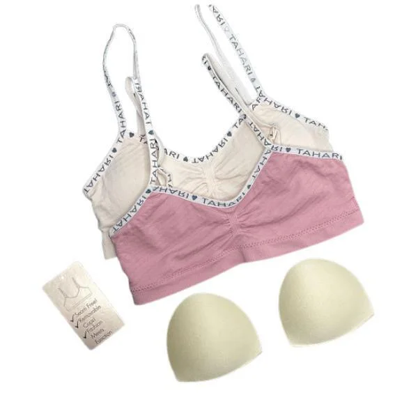 Pack Of 2 TAHARI Girls Training Bras With Removable Pads Wireless Lace Bra