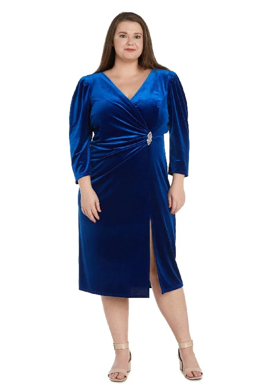 R&M Richards 9126W Short Cocktail Plus Size Velvet Midi Dress Comfortable Knitwear Midi Dress R&M Richards 9126W Short Cocktail Plus Size Velvet Midi Dress Comfortable Knitwear Midi Dress