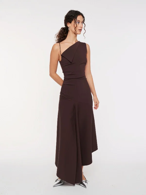 SABO midi dress - chocolate Trendy Boho Midi Dress