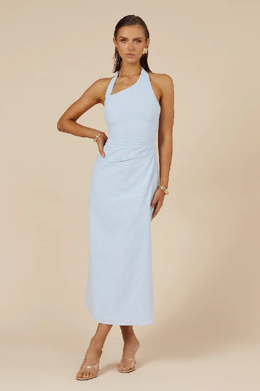 SAPHIRA LONG MIDI DRESS - ICE BLUE Elegant Maxi-Midi Hybrid Dress