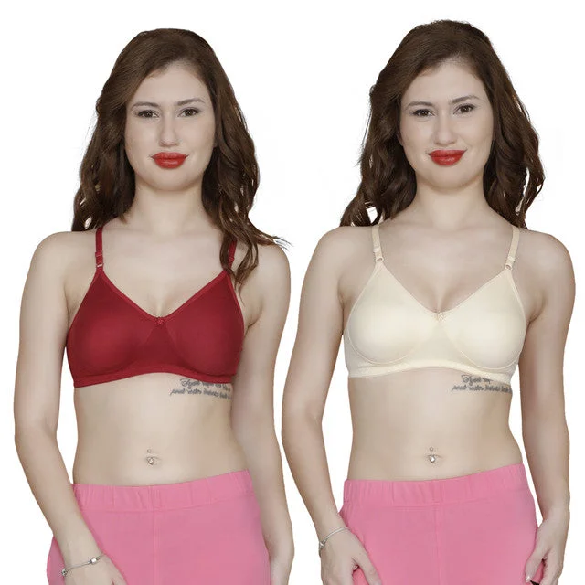 T.T. Women Orignal Molded Bra Pack Of 2 Maroon-Skin Supportive Sports Bra