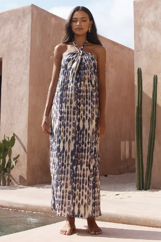 TANAH MIDI DRESS - TANAH PRINT Trendy Ruffle Hem Midi Dress