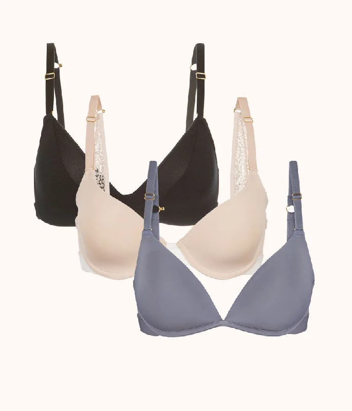 The Must-Have Bra Trio: Toasted Almond/Jet Black/Smoke Soft Lace Bra