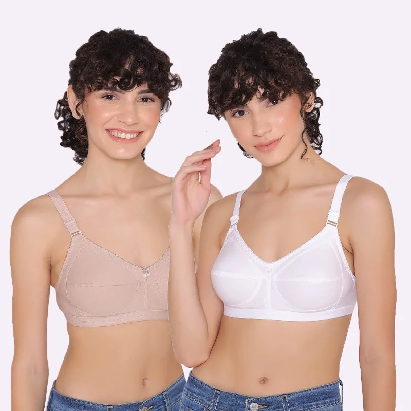Women's full coverage cotton bra (Pack of 2) -BELLA Cozy Wire-Free Bra