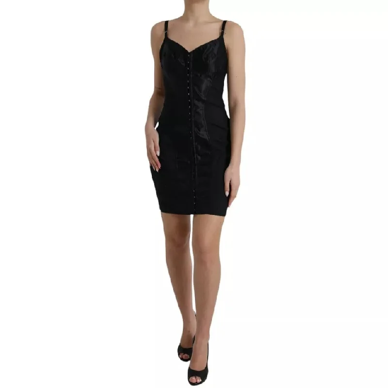 Black Nylon Bodycon Corset Bustier Mini Dress Elegant Satin Mini Dress