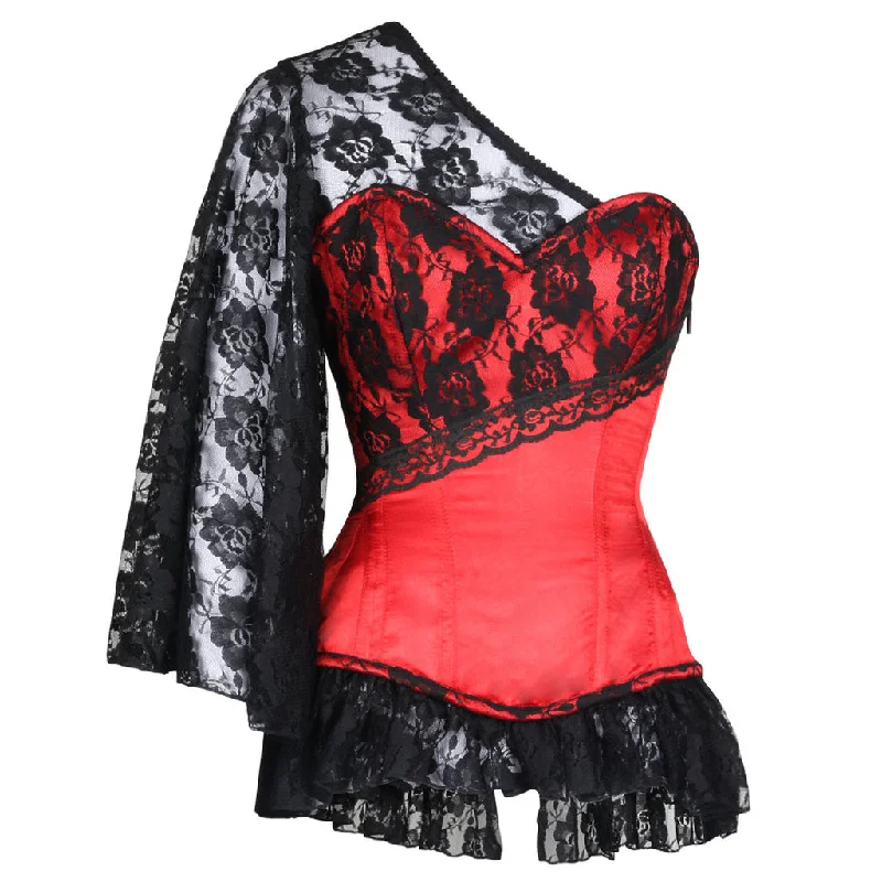 Black/ Red Corset Mini Dress Stylish Ribbed Mini Dress
