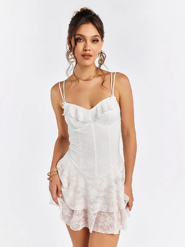 Crisscross Tie Back Corset Lace Mini Dress Casual V-Neck Mini Dress