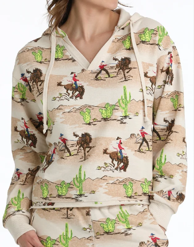 Cruel Denim Cowboy Print Hoodie Women’s CWK7488001 Hoodie with Drawcord Adjustable Secure