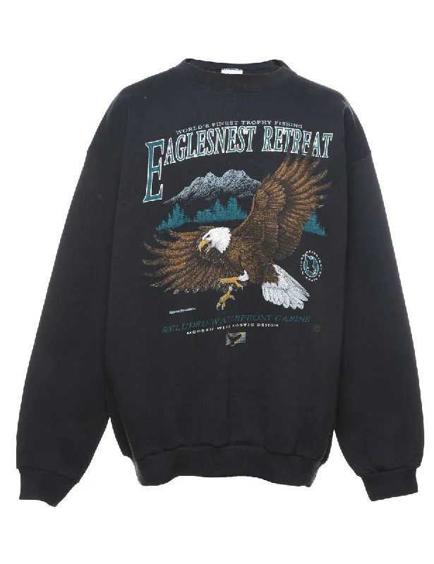 Eaglesnest Retreat Printed Sweatshirt - XL Hoodie with Lace Feminine Delicate