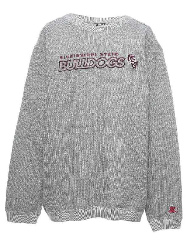Embroidered Grey Bulldog Design Sweatshirt - XL Hoodie with Logo Branding Identity