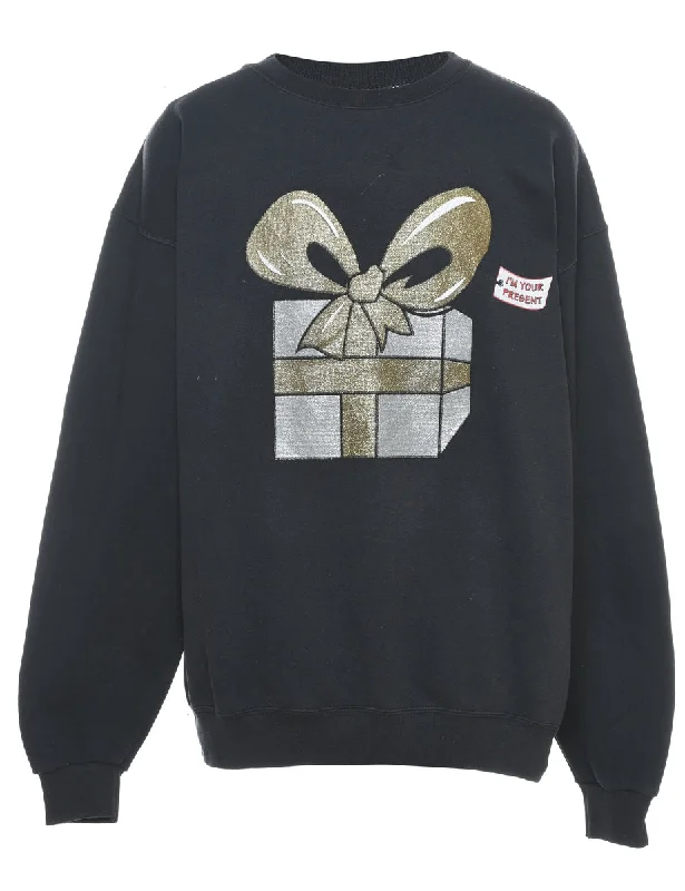 Festive Gifts Christmas Sweatshirt - L Hoodie with Earth Tones Natural Calm