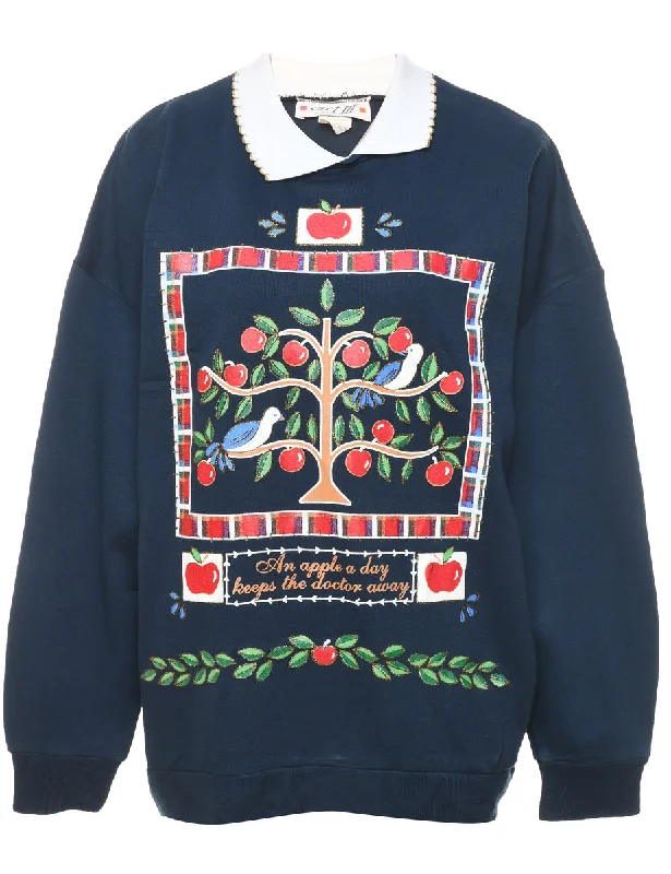 Festive Print Christmas Sweatshirt - L Hoodie Jacket Zipper Layering