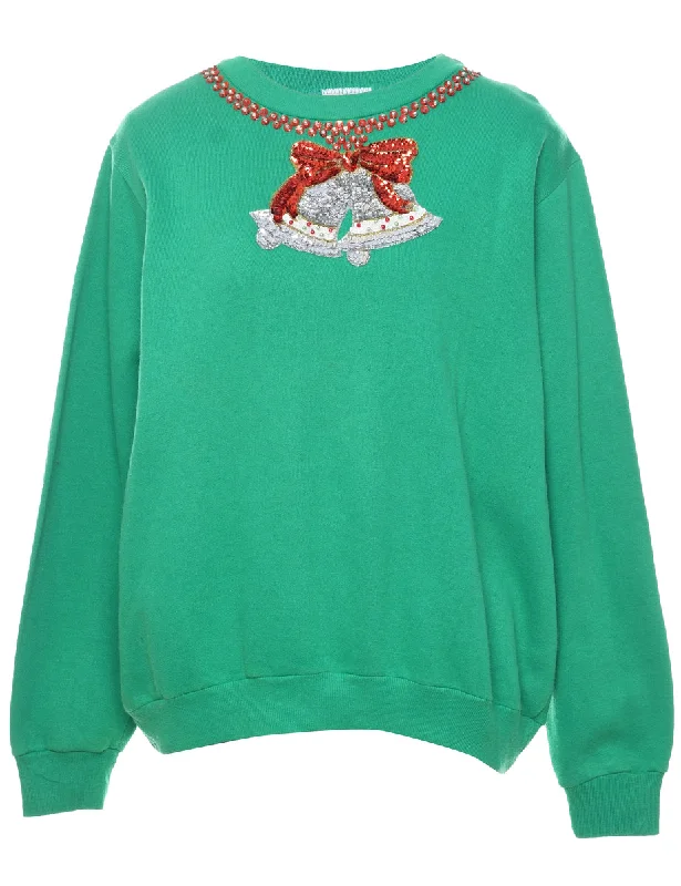 Festive Print Christmas Sweatshirt - L Oversized Hoodie Comfort Casual