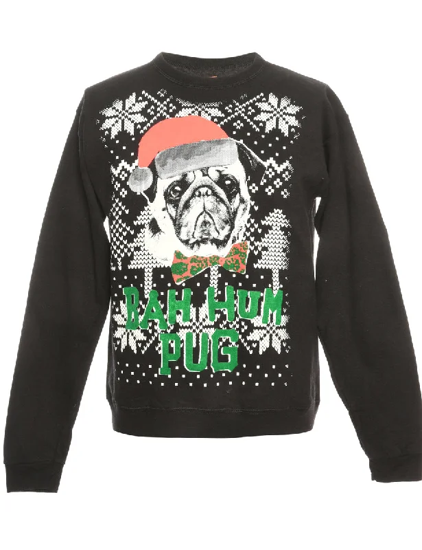 Festive Season Black Christmas Sweatshirt - S Hoodie with Slim Fit Tailored Modern