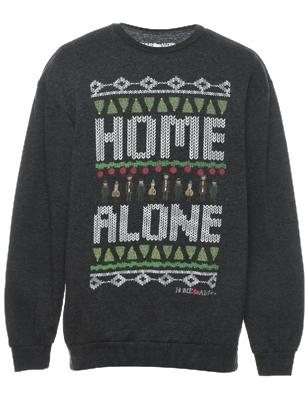 Festive Season Christmas Home Alone Sweatshirt - S Hoodie with Puffed Sleeves Voluminous Trendy