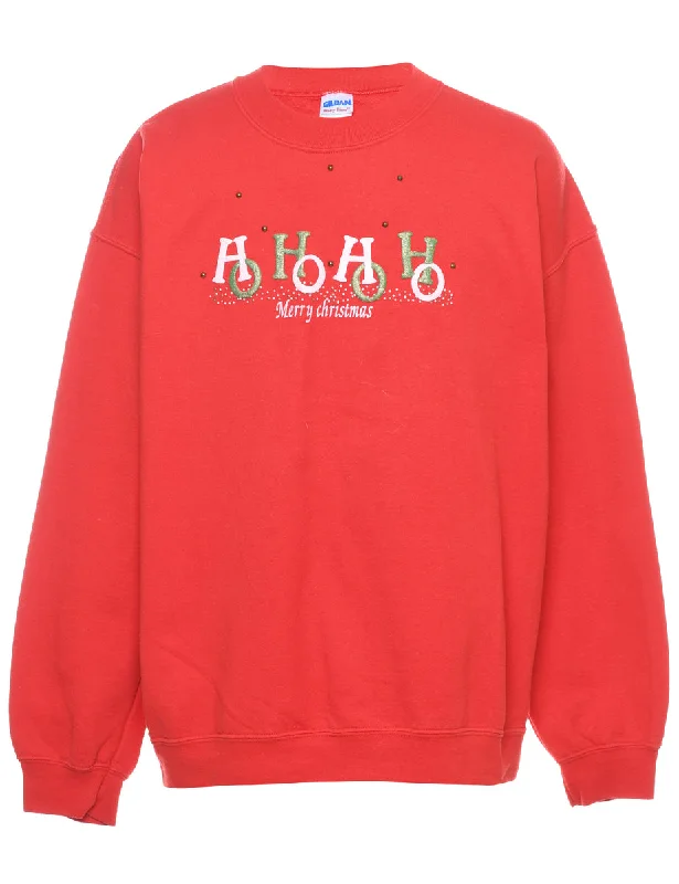 Festive Season Christmas Sweatshirt - L Hoodie with Hidden Zipper Minimalist Clean