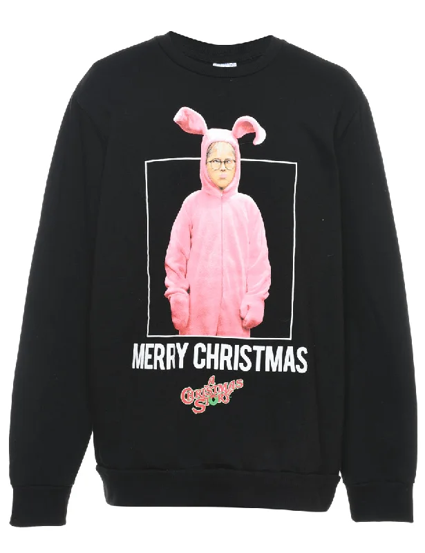 Festive Season Christmas Sweatshirt - L Hoodie with Half-Zip Sporty Casual