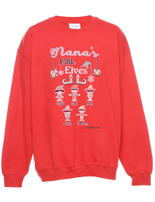 Festive Season Christmas Sweatshirt - L Hoodie with Toggle Buttons Decorative Unique