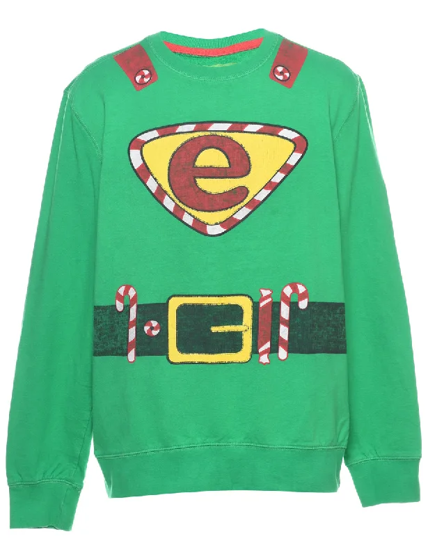 Festive Season Christmas Sweatshirt - L Hoodie with Side Slits Relaxed Casual