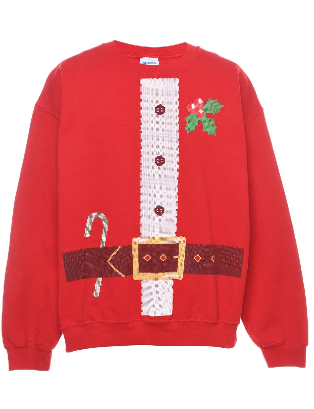 Festive Season Christmas Sweatshirt - L Hoodie with Hem Drawcord Adjustable Customizable