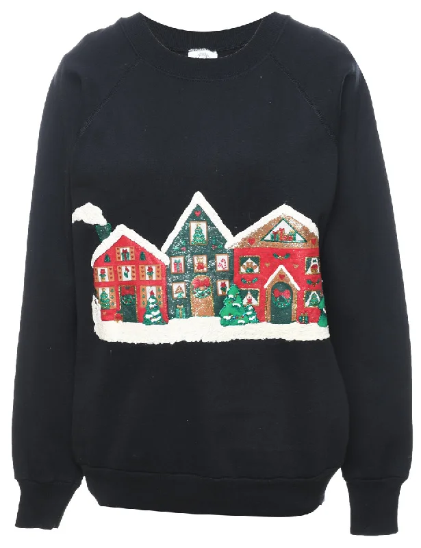 Festive Season Christmas Sweatshirt - L Hoodie with Strings Custom Fit Adjustable