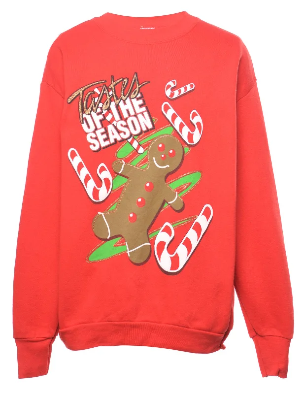 Festive Season Christmas Sweatshirt - L Hoodie with Crew Neck Simple Timeless