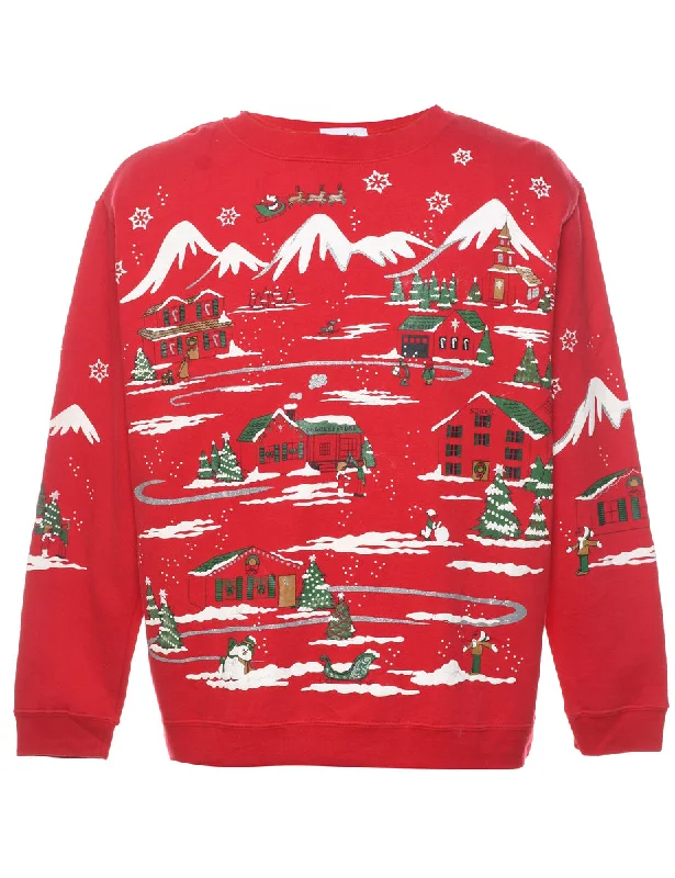 Festive Season Christmas Sweatshirt - L Hoodie with Embroidery Detailed Premium