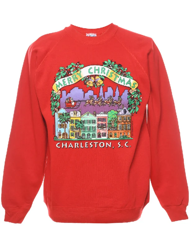 Festive Season Christmas Sweatshirt - L Hoodie with Thumb Holes Functional Cozy