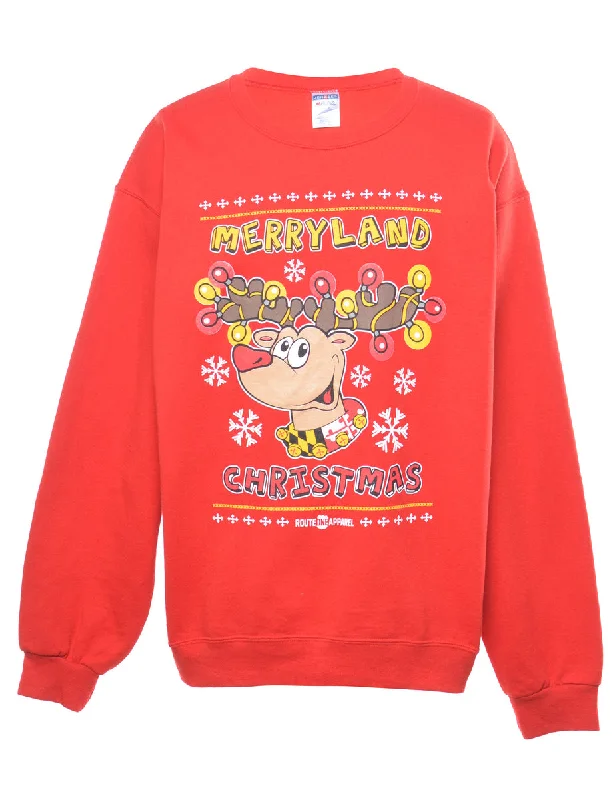 Festive Season Christmas Sweatshirt - L Hoodie with Turtle Neck Cozy Winter