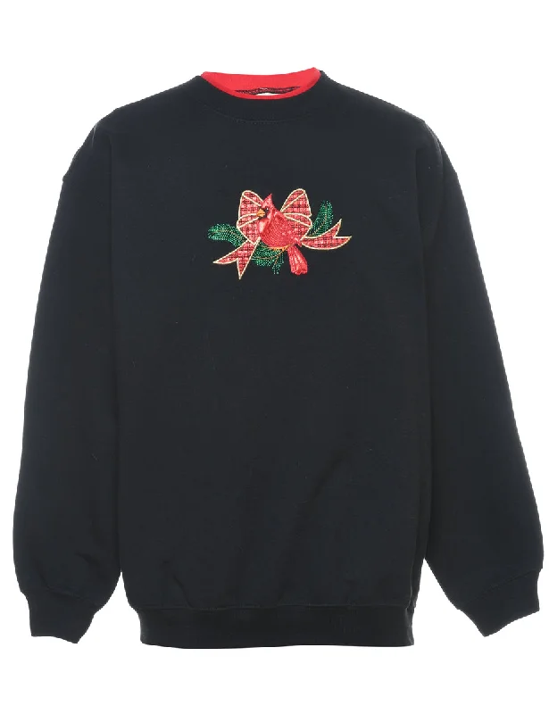 Festive Season Christmas Sweatshirt - M Hoodie with Rhinestones Sparkly Elegant