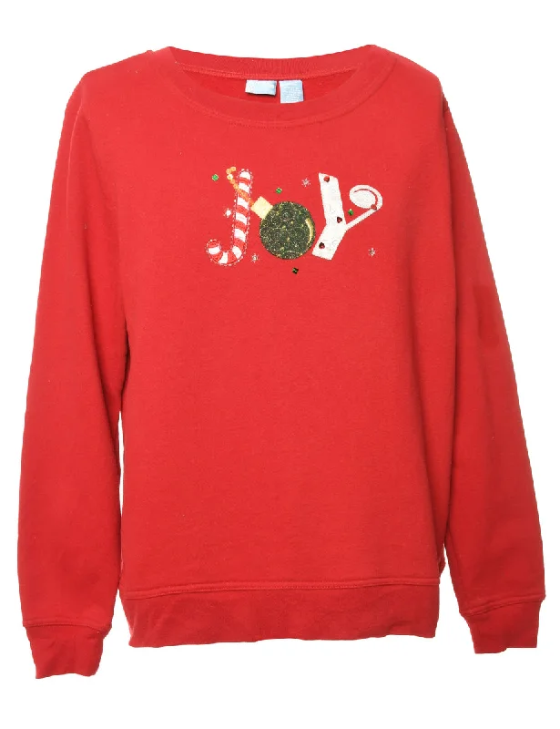 Festive Season Christmas Sweatshirt - M Hoodie with Color Block Contrast Stylish