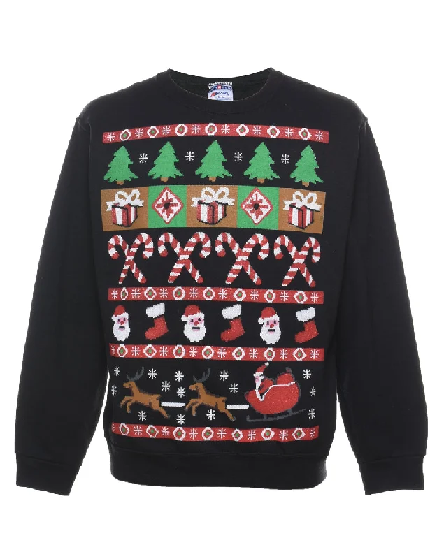 Festive Season Christmas Sweatshirt - M Hoodie with Neon Bright Vibrant