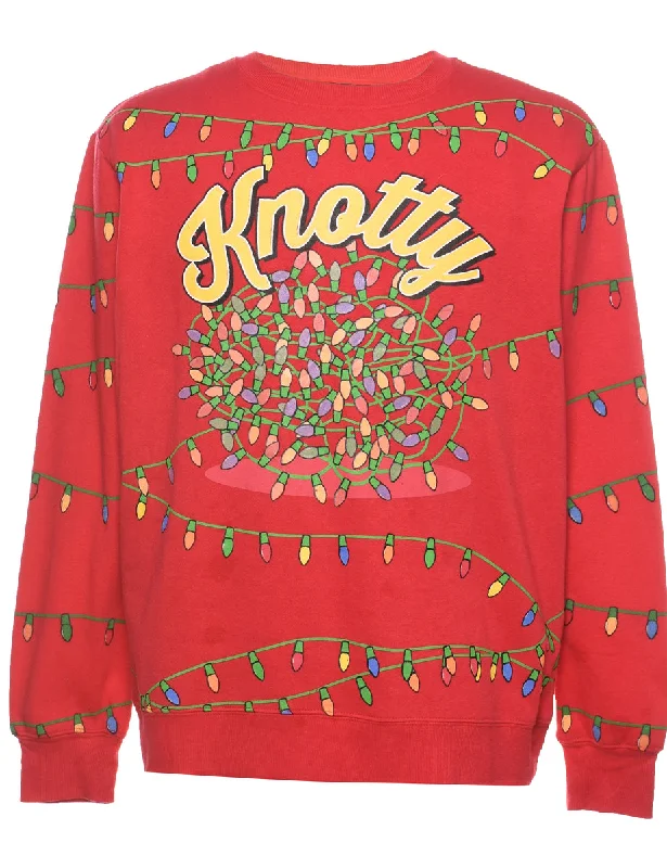 Festive Season Christmas Sweatshirt - M Hoodie with Distressed Vintage Worn