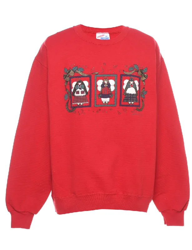 Festive Season Christmas Sweatshirt - M Hoodie with Illustration Artistic Creative