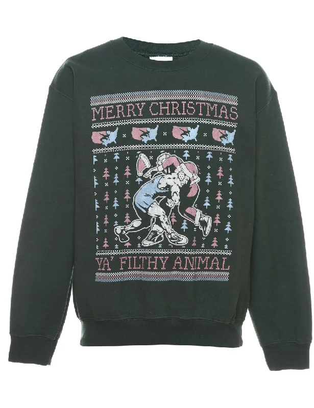 Festive Season Christmas Sweatshirt - S Hoodie with Batwing Sleeves Loose Dramatic