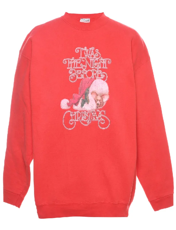 Festive Season Christmas Sweatshirt - XL Hoodie with Half-Zip Sporty Casual