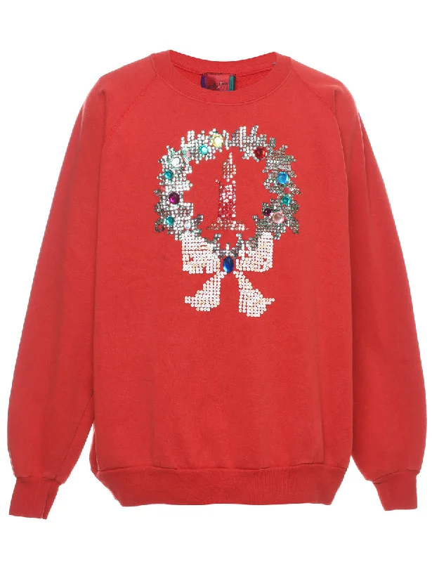Festive Season Christmas Sweatshirt - XL Hoodie with Drawstring Waist Adjustable Fitted