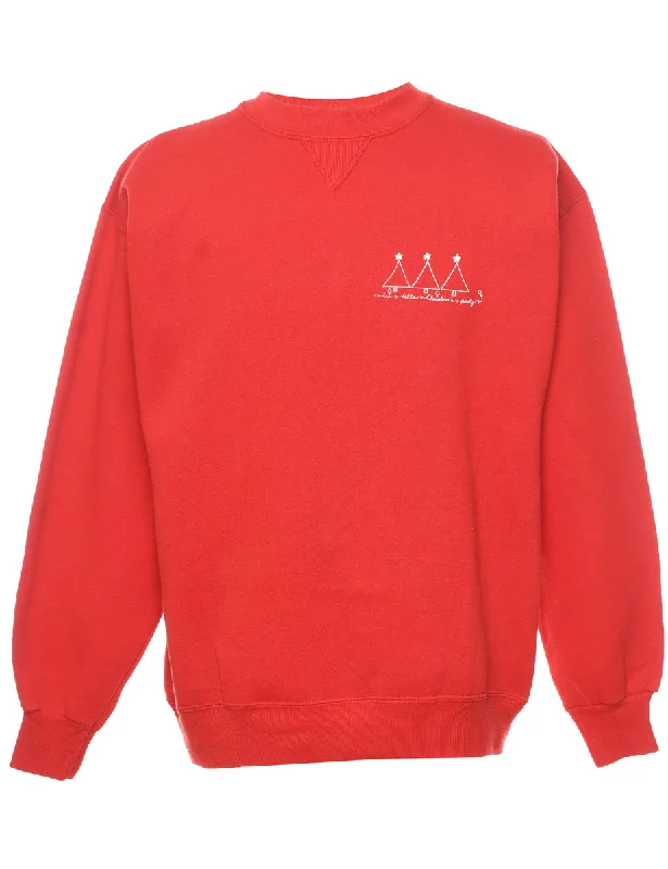 Festive Season Christmas Sweatshirt - XL Hoodie with Side Slits Relaxed Casual