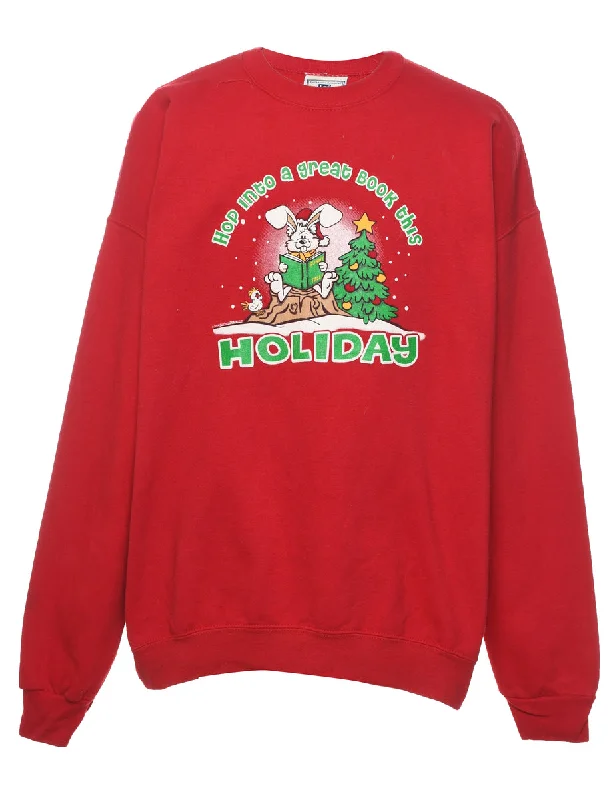 Festive Season Christmas Sweatshirt - XL Hoodie with Hem Detail Decorative Unique