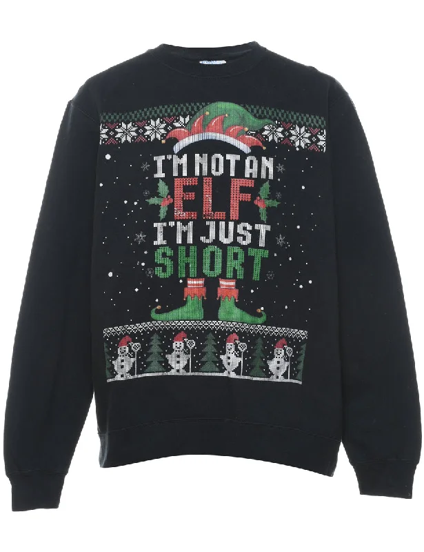 Festive Season Elf Design Christmas Sweatshirt - M Oversized Hoodie Comfort Casual