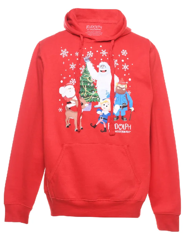 Festive Season Hooded Christmas Sweatshirt - XL Hoodie with Patch Decorative Personalized