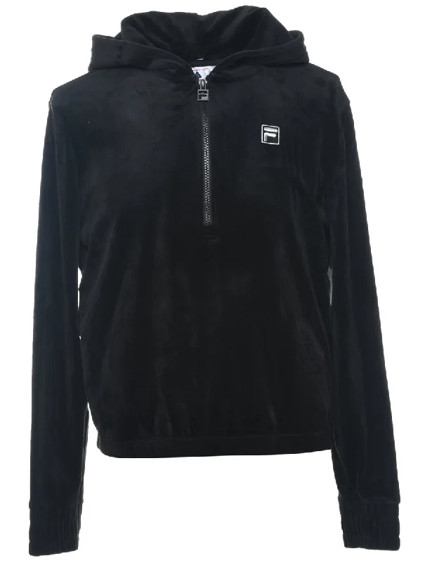 Fila Hooded Y2K Velour Sweatshirt - S Hoodie with Mesh Breathable Sporty