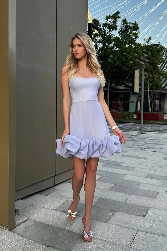 Flounce Bustier Mini Dress Comfortable Zip-Up Mini Dress